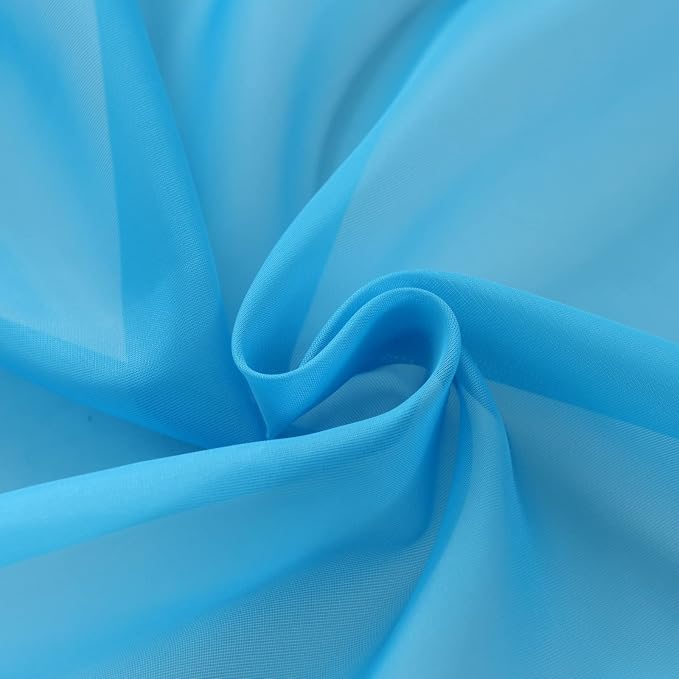 SpaceDresser Basic Rod Pocket Sheer Voile Window Curtain Panels Cyan Blue 1 - Image 7