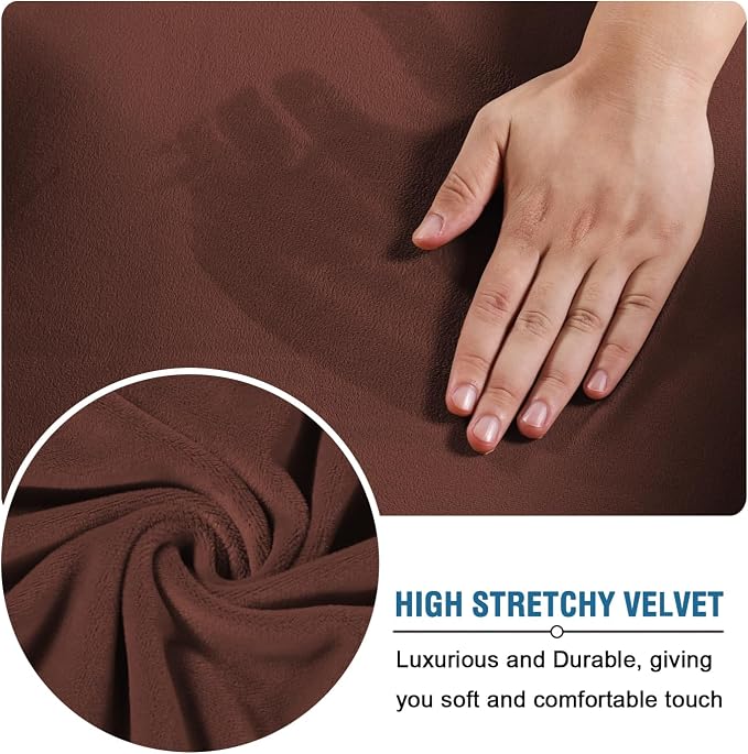 H.VERSAILTEX Modern Velvet Plush 4 Piece High Stretch Sofa Slipcover Furniture - Image 5