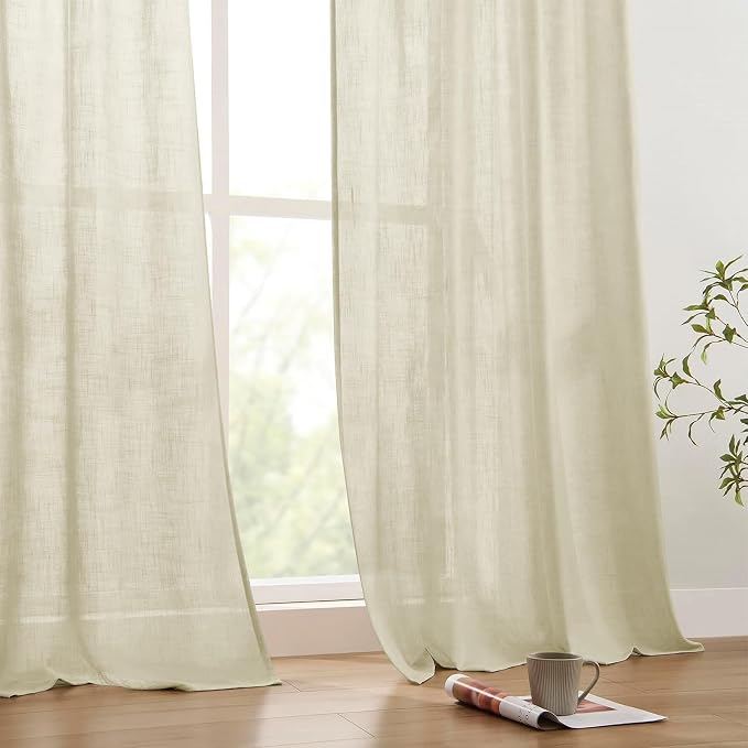 Joydeco Linen Curtains 108 Inch Length 2 Panels Set, Light Filtering Curtains - Image 6