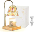 Candle Warmer Lamp with Timer: Iridescent Flower Candle Warming Lamp with 2 Bulbs Height Adjustable Wax Warmer Dimmable Home Decor Mom Birthday Gift for Women