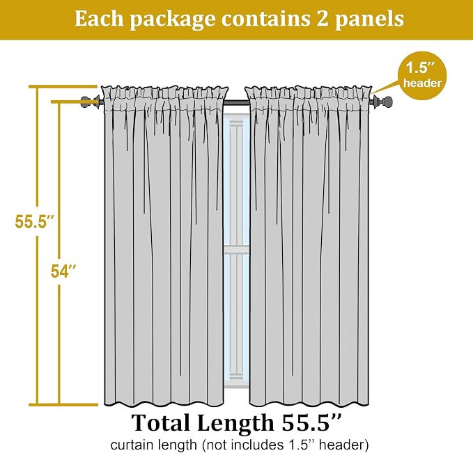 Lime Sheer Curtains for Bedroom Living Room 54 Inch Length 2 Panels Set - Image 2