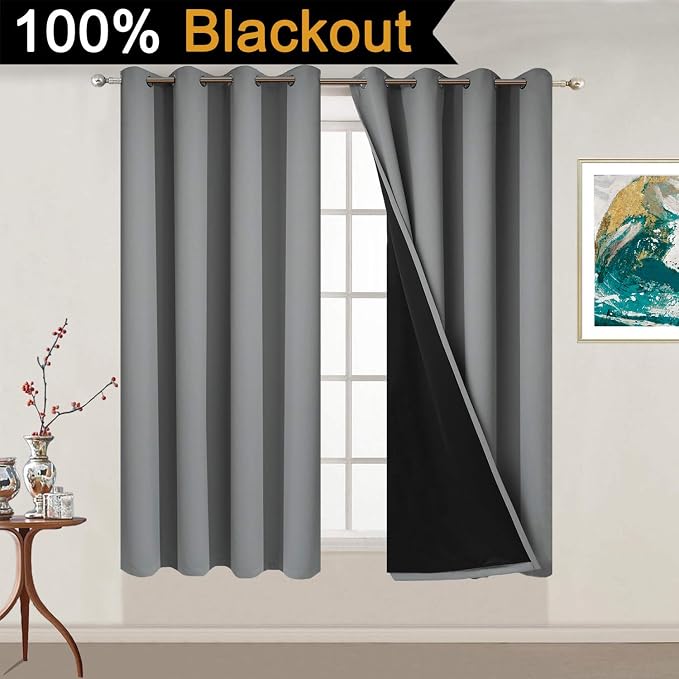 Yakamok Grey Blackout Curtains 54 Inches Long - Image 2
