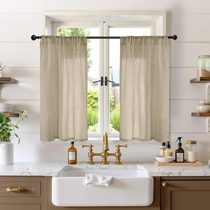 BGment Short Camel Linen Curtains 36 Inches Long by BGment