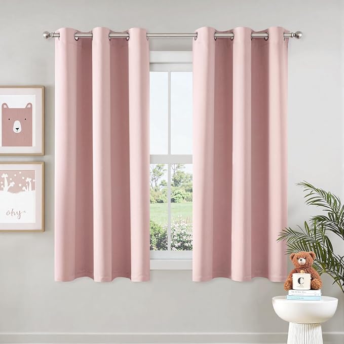 MIULEE Blackout Curtains for Bedroom 2 Panels 40 x 68 Inch Long Pink | Thermal by MIULEE