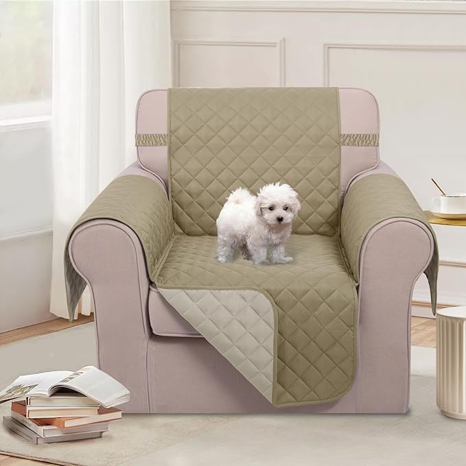 U-NICE HOME Reversible Recliner Chair Covers, Light Camel/Beige | 23''Armchair - Image 2