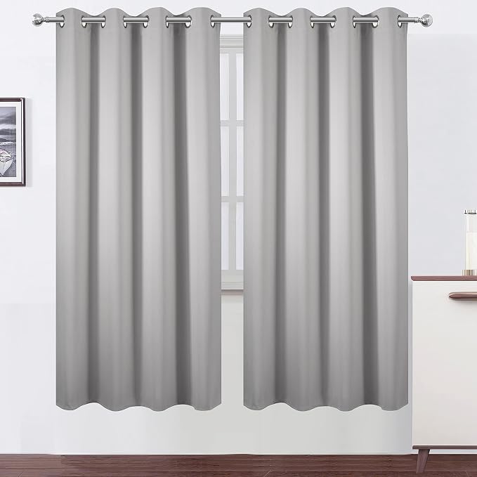 Light Grey Thermal Blackout Curtains/52 x 72 Inch/Set of 2 Panels Room by Lemomo