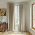 NICETOWN 100% Blackout Beige Linen Curtains 90" Length by NICETOWN