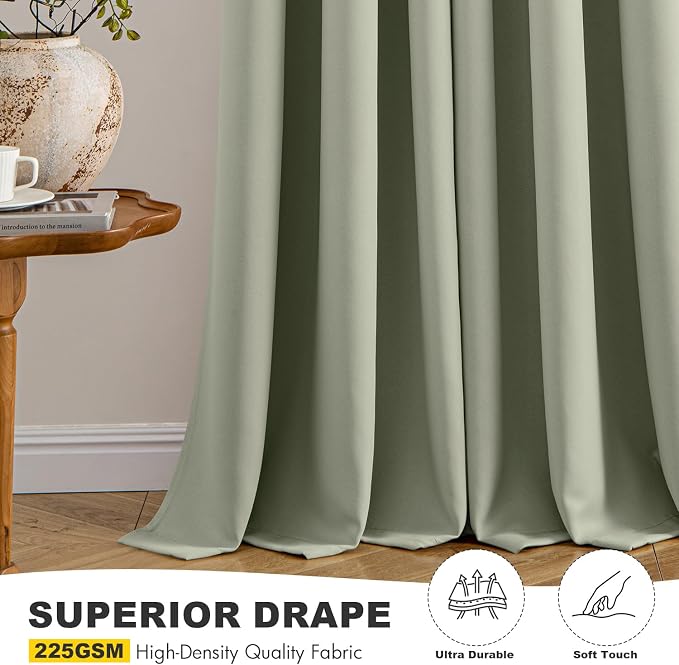 MIULEE Blackout Curtains for Bedroom 2 Panels 50 x 84 Inch Long Sage Green | - Image 5