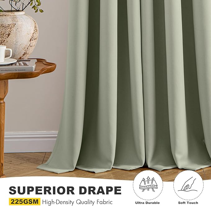 MIULEE Blackout Curtains for Bedroom 2 Panels 34 x 54 Inch Long Sage Green | - Image 5
