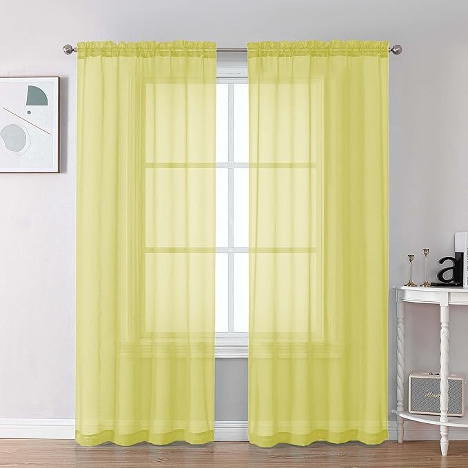 Chyhomenyc Lemon Sheer Curtains 84 Inches Long by Chyhomenyc