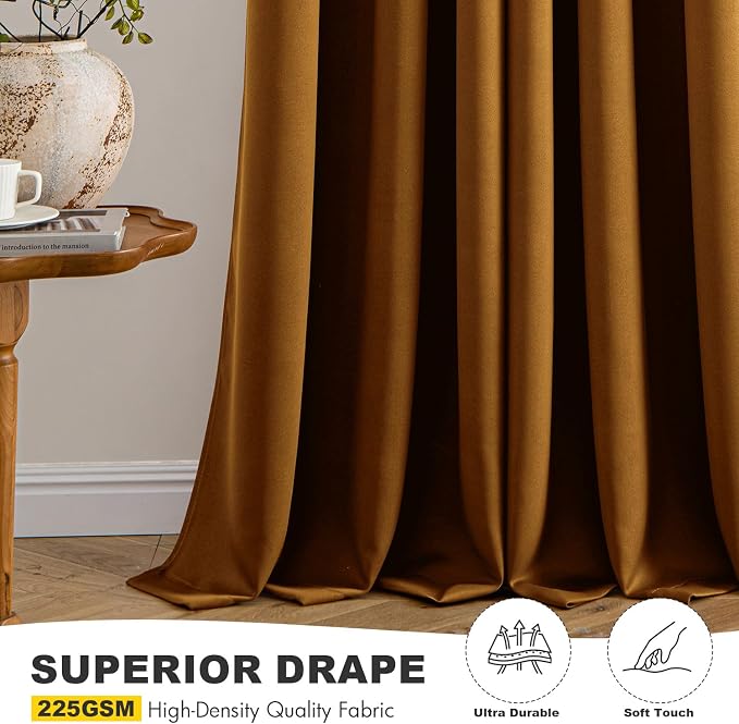 MIULEE Blackout Curtains for Bedroom 2 Panels 40 x 84 Inch Long Gold Brown | - Image 5