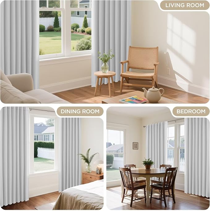 Joydeco 84 Inch 60% Blackout White Curtains 2 Panels, Elegant Soft Sheer - Image 7
