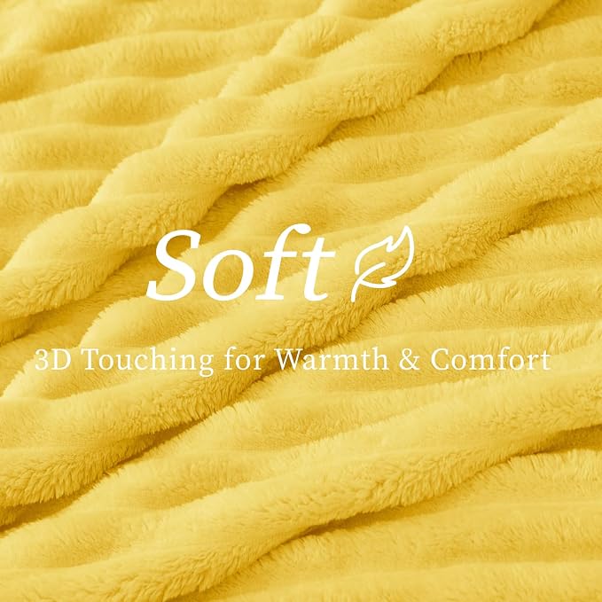 BEDELITE Ribbed Twin Blanket for Couch & Bed, Custard Yellow, Warm Yet - Image 4