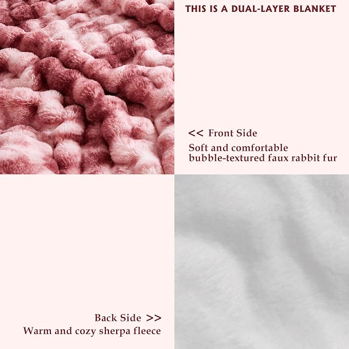 60x80 Inches Ultra-Soft Fuzzy Faux Fur Plush Twin Size Blanket - Image 3