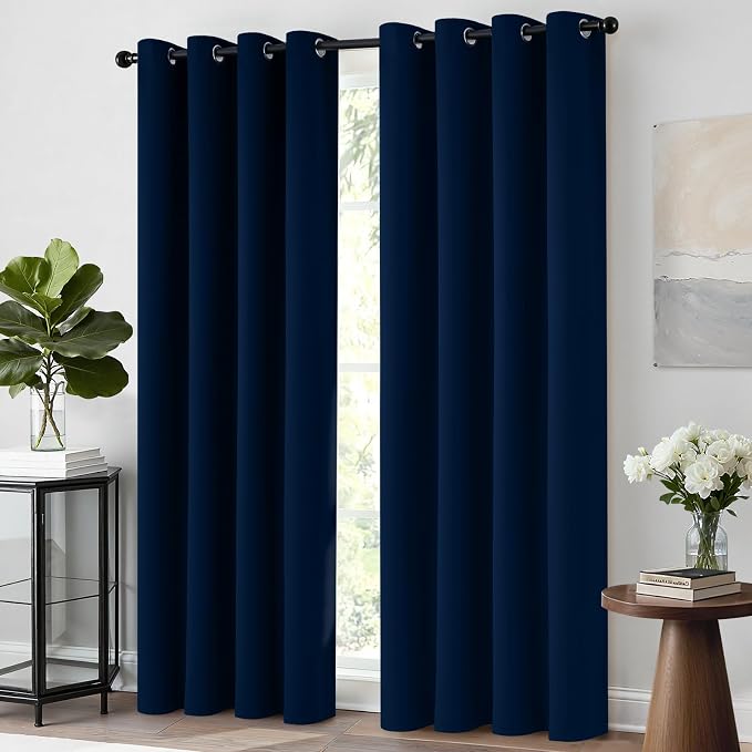 Yakamok Room Darkening Curtains 52x96 inch Length Dark Blue-Living Room | 2 - Image 4