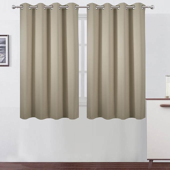 Beige Thermal Blackout Curtains/52 x 54 Inch/Set of 2 Panels Room Darkening by Lemomo