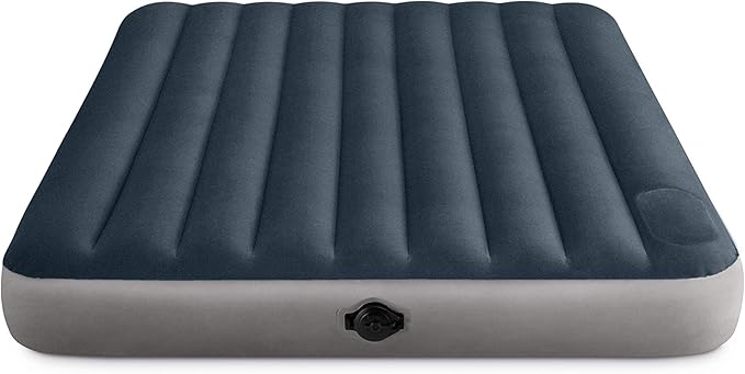 Intex 64783E Dura-Beam Standard Single-High Air Mattress: Fiber-Tech – Queen Size – 2-Step Pump – 10in Bed Height – 600lb Weight Capacity