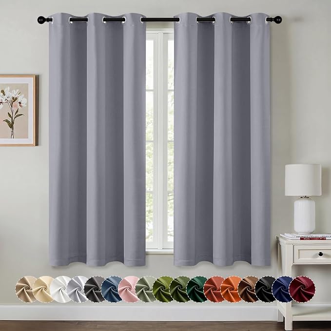 MIULEE Blackout Curtains for Bedroom 2 Panels 40 x 45 Inch Long Silver Grey | by MIULEE
