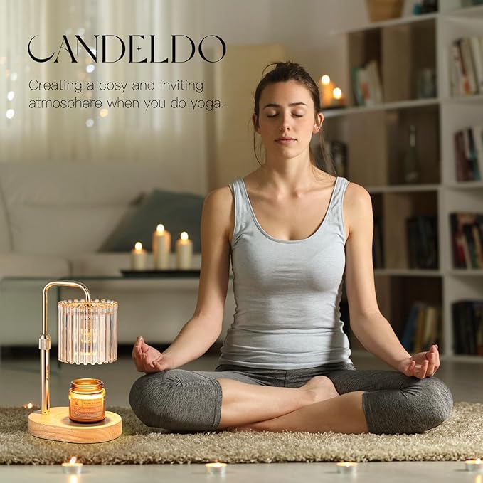 Candle Warmer Lamp with Timer: Gold Candle Warming Lamp Height Adjustable Wax Melt Warmer Dimmable Modern New Home Bedroom Decor Housewarming Gift for Women
