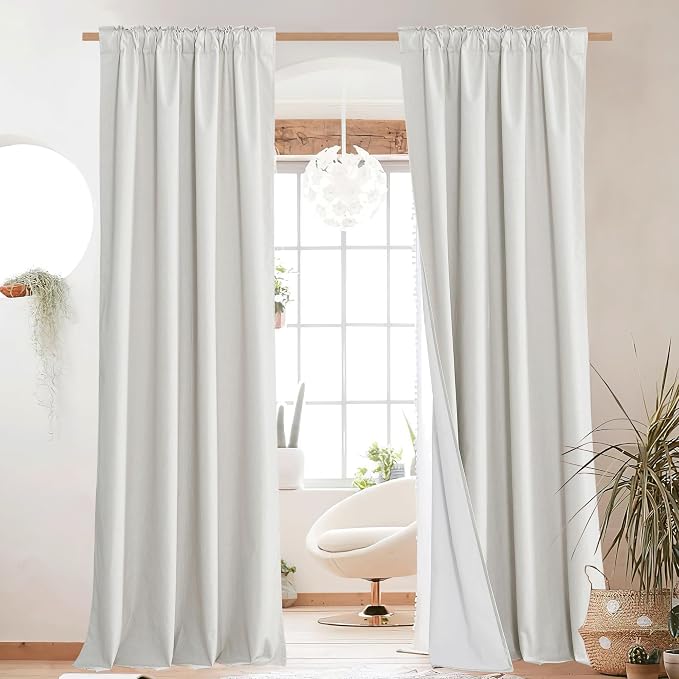 NICETOWN 100% Blackout Linen Curtains - Image 2