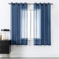 DUALIFE Navy Blue Sheer Curtains 63 Inch Length for Bedroom Dark Blue Sheer Curtains Panels with Grommet Sheer Voile Superior Drapes for Living Room 52 x 63 Inch Length 2 Panels Indigo Blue
