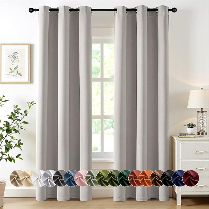 MIULEE Blackout Curtains for Bedroom 2 Panels 40 x 72 Inch Long Cobblestone | by MIULEE