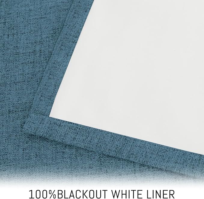 Yakamok Dusty Blue Linen Textured Curtains 84 Inches Long - Image 3