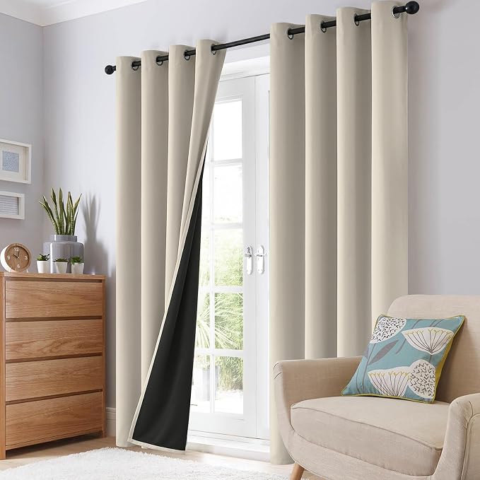 SimpleHome Stone 100% Blackout Curtains Room Darkening Living Room 63 Inch | - Image 8