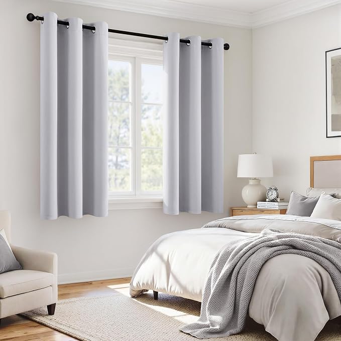 MIULEE Greyish White 40x45 Inch Length Blackout Curtains - Image 6