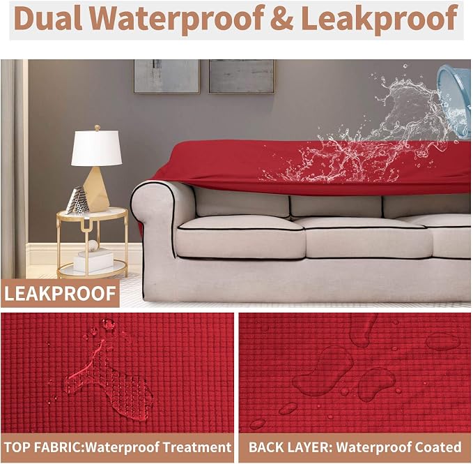 Easy-Going 100% Waterproof Loveseat Couch Cover Stretch Jacquard Sofa Cover | - Image 3