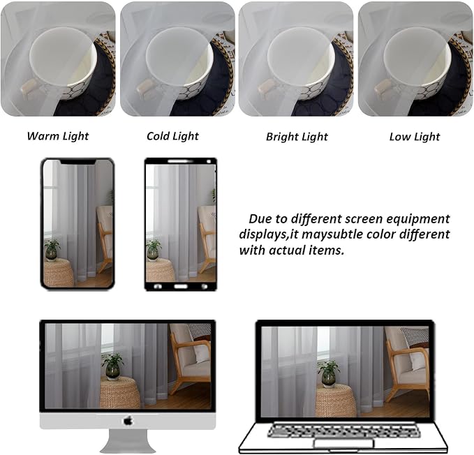 Chyhomenyc Cream Sheer Curtains 90 Inches Long 2 Panels, Light Filtering Cream - Image 8