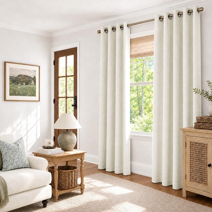 100% Blackout Linen Textured Curtains 90 Inch Long, Light Blocking, Thermal - Image 5