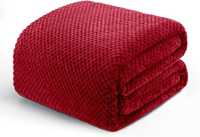 Exclusivo Mezcla Soft Waffle Fleece Bed Blanket King Size, Deep Red | by ExclusivoMezcla