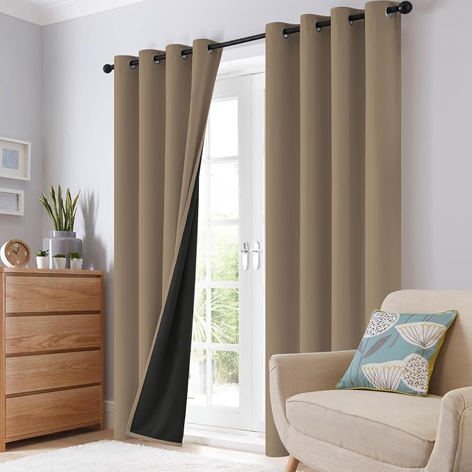 SimpleHome Khaki 100% Blackout Curtains Room Darkening Living Room 84 Inch | - Image 8