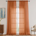 Sheer Orange Curtains 108 Inches Long 2 Panels Set, 59 Inch Extra Wide by OVZME