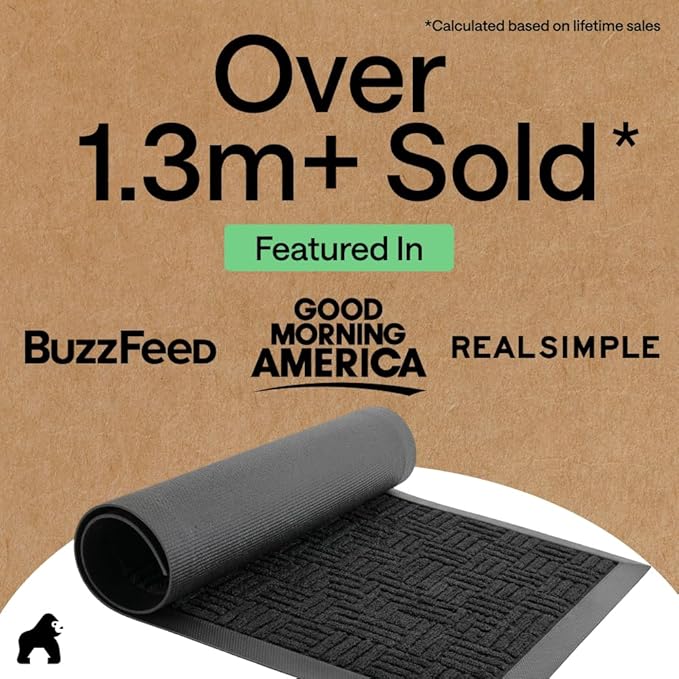 GORILLA GRIP 100% Waterproof All-Season WeatherMAX Doormat US Designed Natural - Image 4