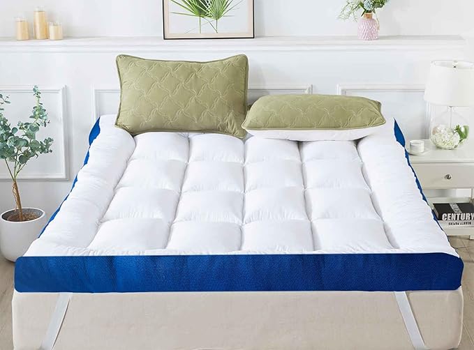 WhatsBedding 5 Inch Memory Foam King Mattress Topper 100% Cotton Top, Filled with Breathable & Soft Memory Foam Pillow Top,4 Elastic Straps, 80x78x5 Inch, King