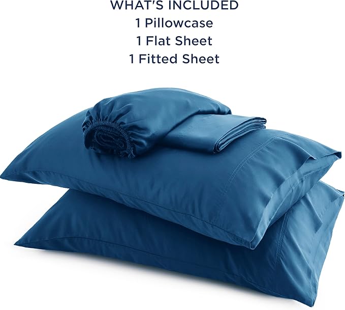 Bedsure Cooling Sheets Twin, Rayon Derived from Bamboo, Breathable & Soft Twin Sheets Set, Deep Pocket Up to 16 Inches, Hotel Luxury Silky Bedding for Hot Sleepers, Peacock Blue