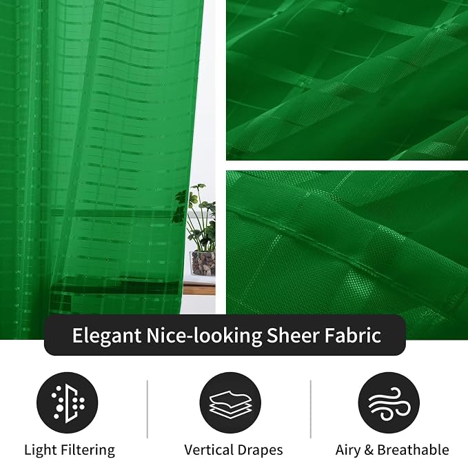 SpaceDresser Check Sheer Curtains 72 Inches Long - Image 4