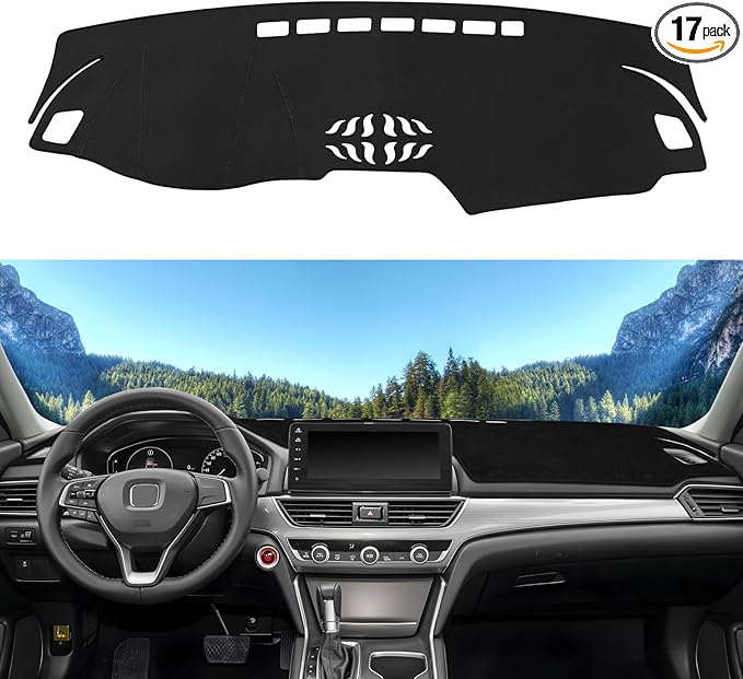 Dashboard Cover Mat Custom Fit for Honda Accord 2018-2022 Dash Cover Nonslip Dash Mat Protector Sunshade No Glare Black