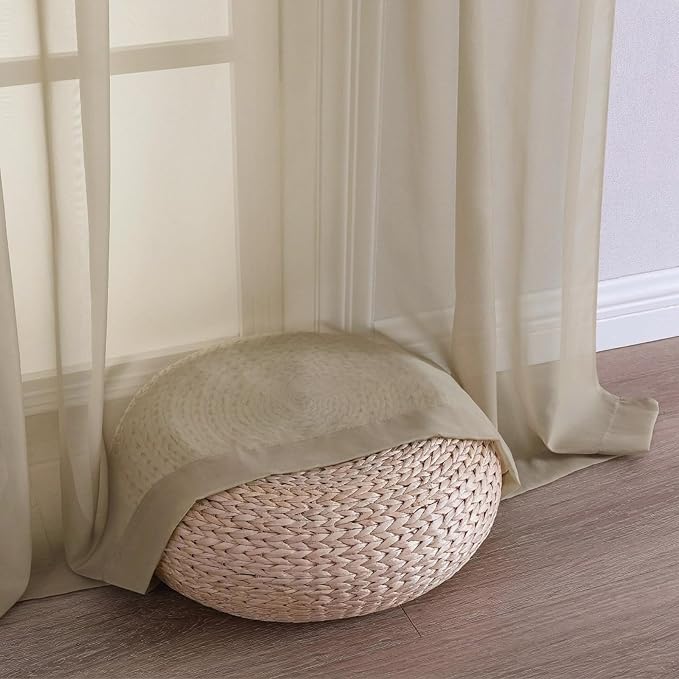 Sheer Taupe Curtains 108 Inches Long 2 Panels Set, 59 Inch Extra Wide - Image 6