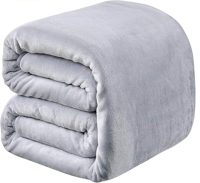 Polar Fleece Blankets King Size for The Bed Extra Soft Brush Fabric Super Warm Bed Blanket Lightweight Couch Blanket 90" x 108"(Light Gray King)