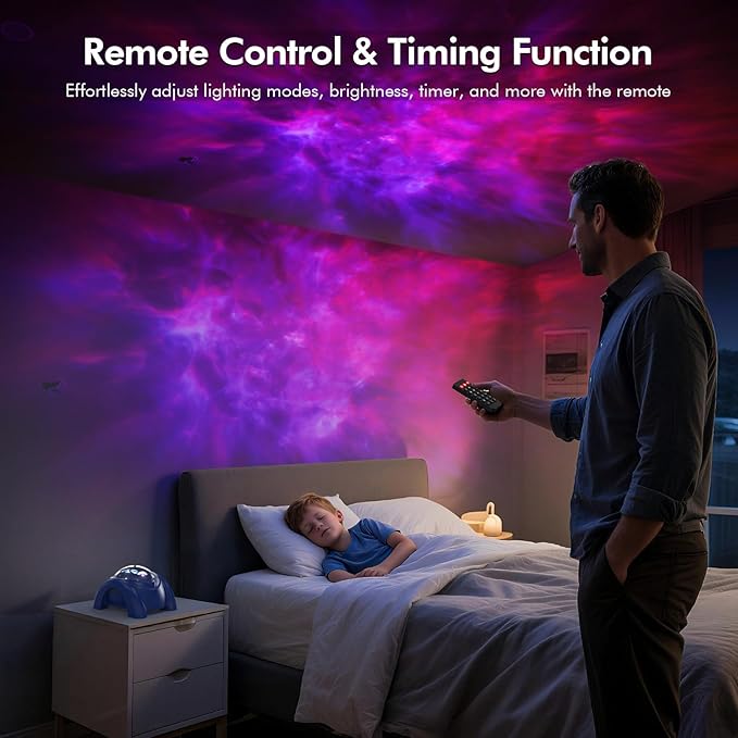 Rossetta Dual Galaxy Projector, Star Projector for Bedroom with Bluetooth Speaker & White Noise, Remote, Timer, Night Light for Kids Room Decor, Party, Birthday & Christmas Gifts for Adults Girls Boys