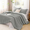 Litanika Comforters Medium Gray California King Size, 3 Pieces Lightweight Solid Bedding Set & Collections, All Season Fluffy Bed Set (104x96In Comforter & 2 Pillowcases)