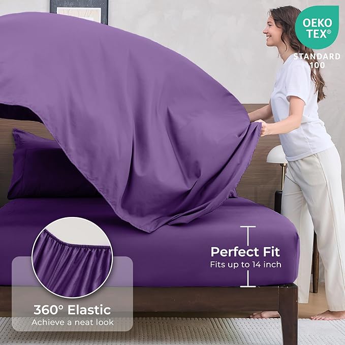 HEVUMYI Purple Twin Comforter Set - 5-Piece All Season Bed in a Bag Twin, Ultra Soft Bedding Set with Comforter, Flat Sheet, Fitted Sheet, Pillowcases, Pillow Shams