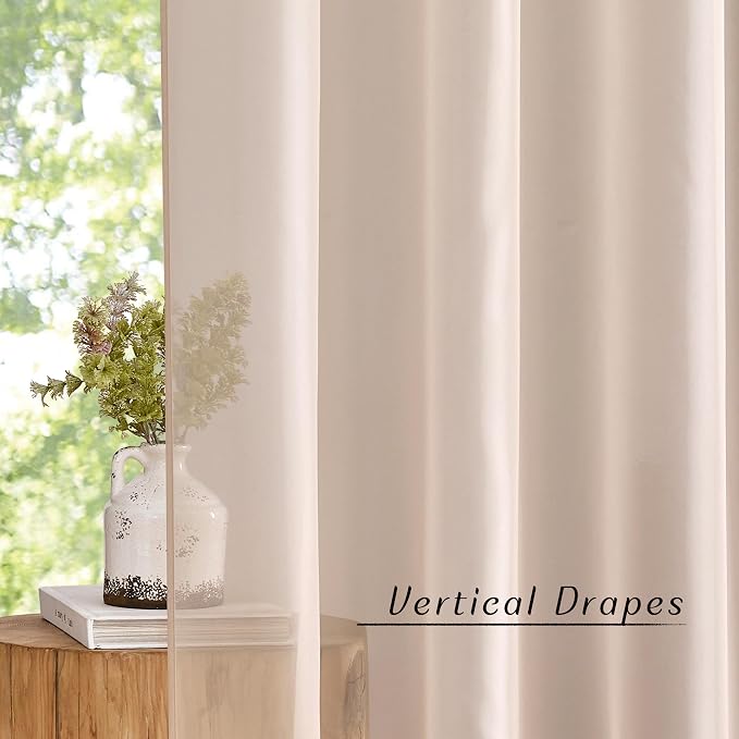 NICETOWN Taupe Sheer Curtains 90 inches Long, Grommet Airy & Elegant Light - Image 3