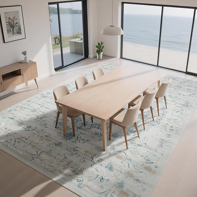 8x10 Boho Washable Area Rugs for Living Room, Dining Room | Ultra Soft Low Pile - Image 7
