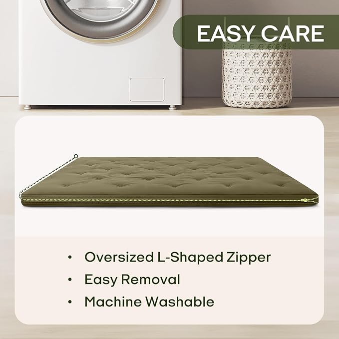 ZonLi Japanese Floor Futon Mattress Twin Size 39"x 80",100% Cotton 2.5'' Thicken Tatami Mattress,Foldable Sleeping Pad,Portable Dormitory Tatami Mat,Roll Up Floor Lounger Bed for Adult (Winter Moss)