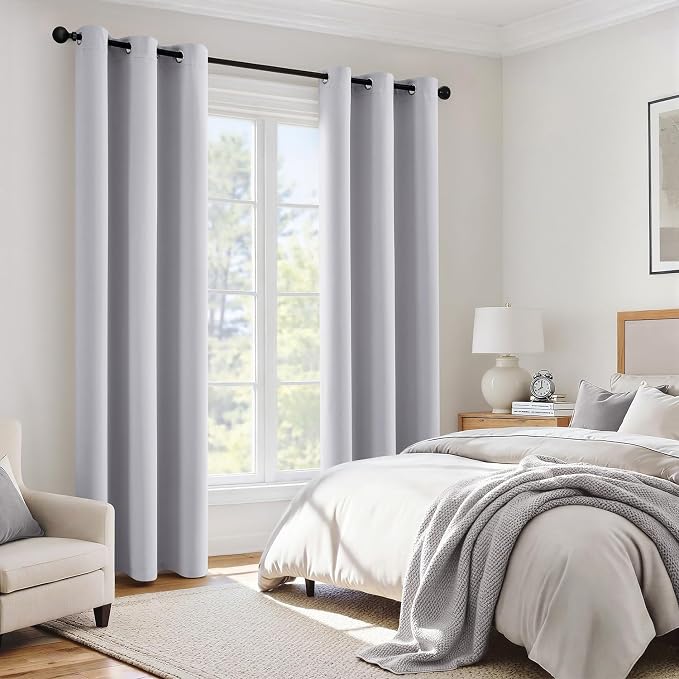MIULEE Greyish White 100% Blackout Curtains - Image 6