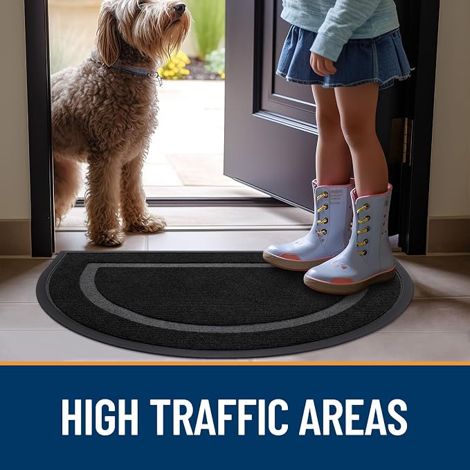 OLANLY Half Circle Front Door Mat Outside 29.5x17 All-Season Rubber Doormat | - Image 8